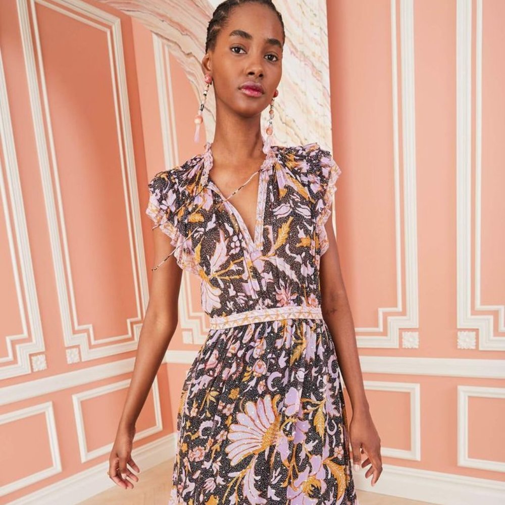 Ulla Johnson Celestia Floral Print Midi Dress Size 6